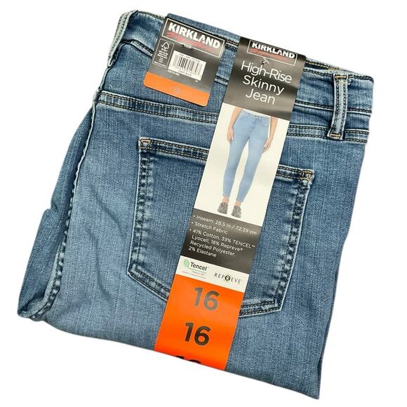 Kirkland Signature Light Blue Jeans High Rise Stretch Size 16 NWT - Picture 5 of 7